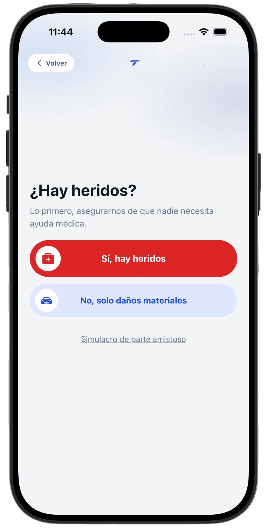 Pantalla 1 del flujo del parte