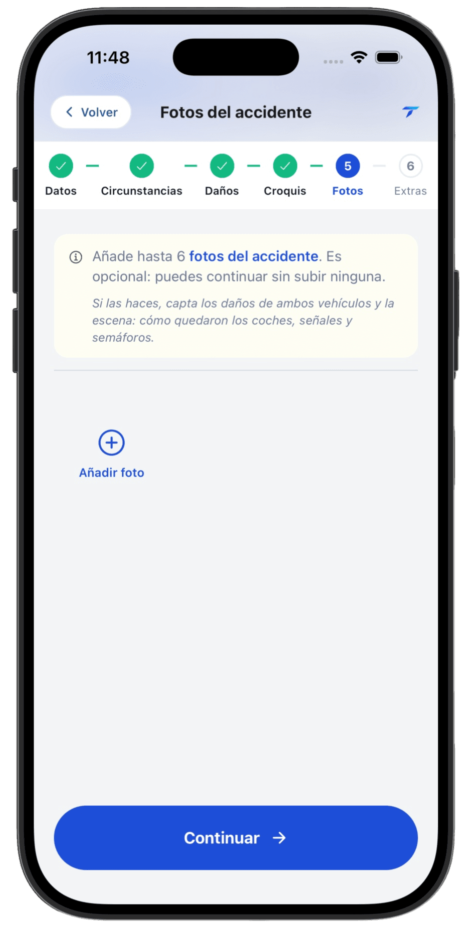 Pantalla 6 del flujo del parte