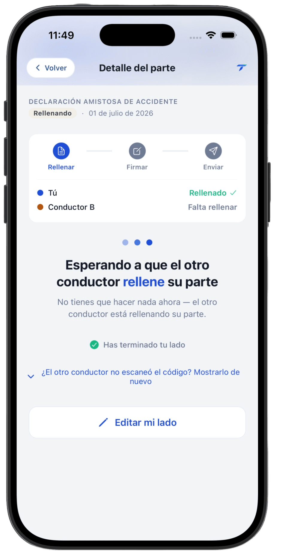 Pantalla 8 del flujo del parte