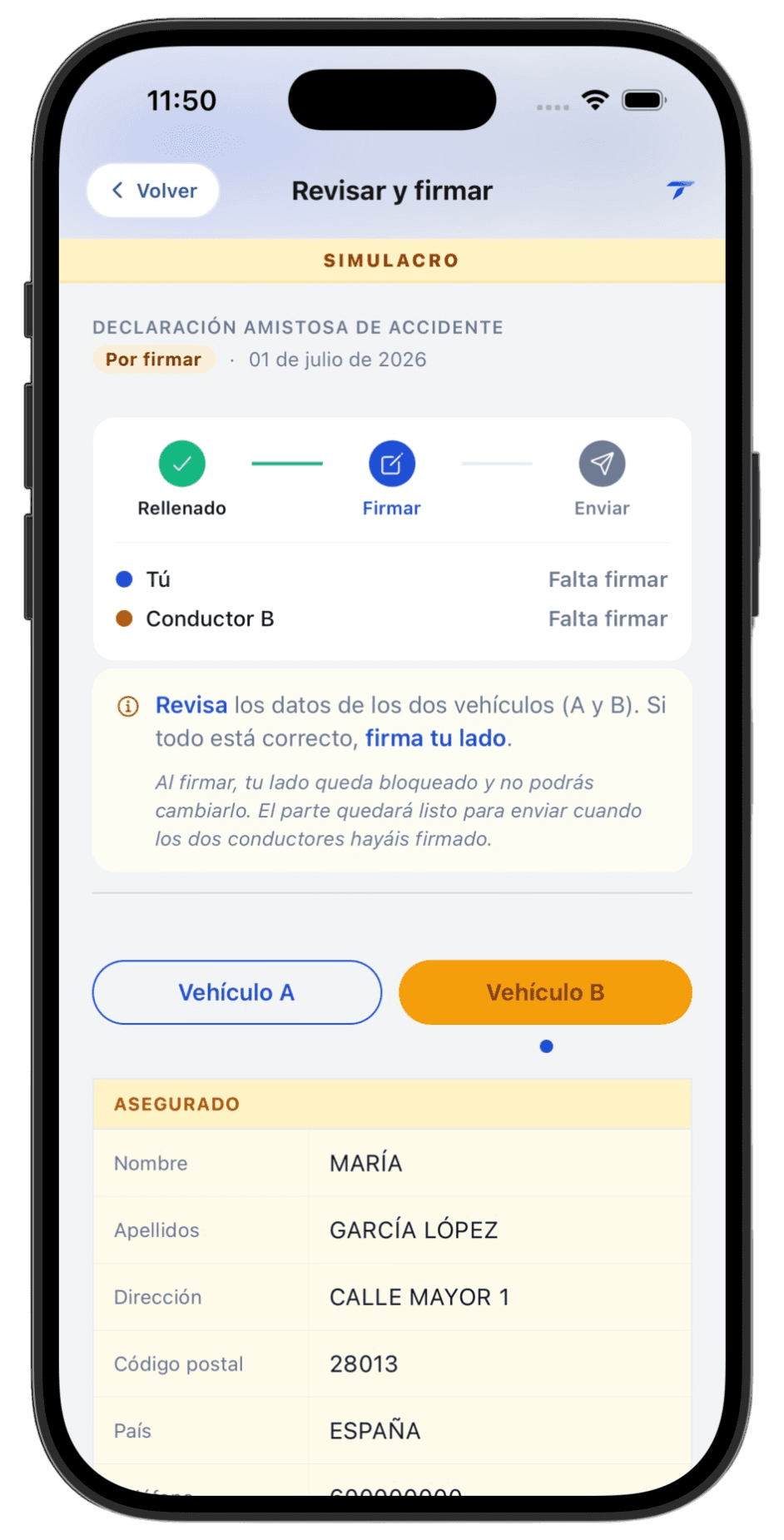 Pantalla 9 del flujo del parte